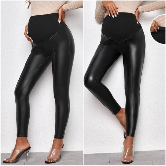 Maternity Faux leather Leather Leggings - Picture 1 of 3